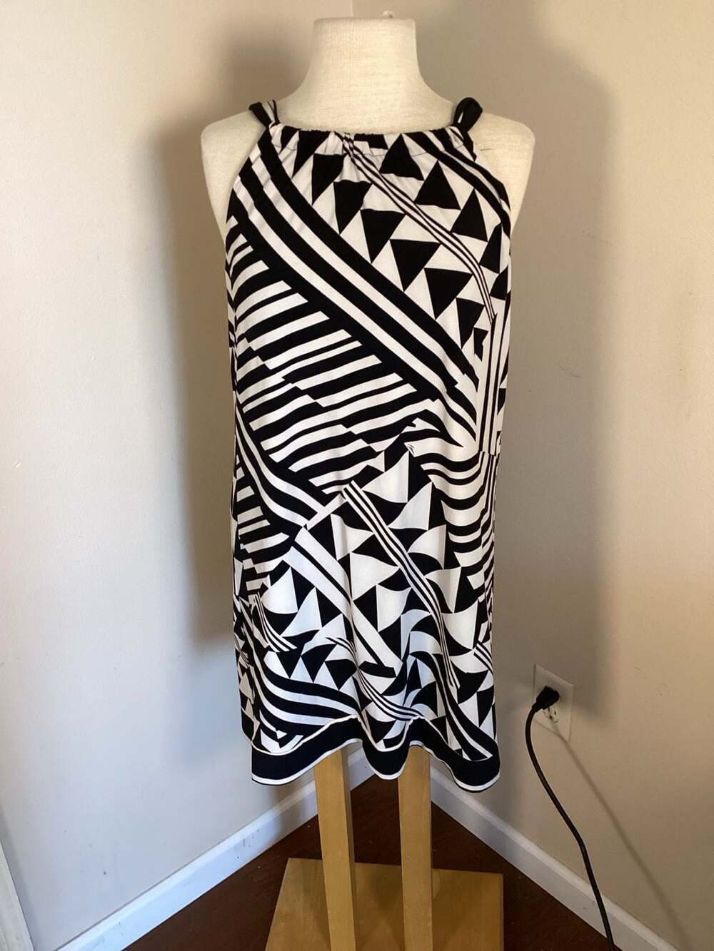 Trina Turk Black and White Geometric Mini Dress
